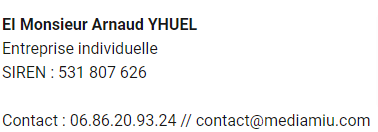 Mentions legales Uniquement nom et contact 1